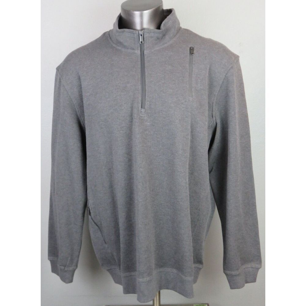 Mens Scottevest Gray 1/2 Zip‎ 1/4 Sweater Size XL Long Sleeve Zipper Pockets